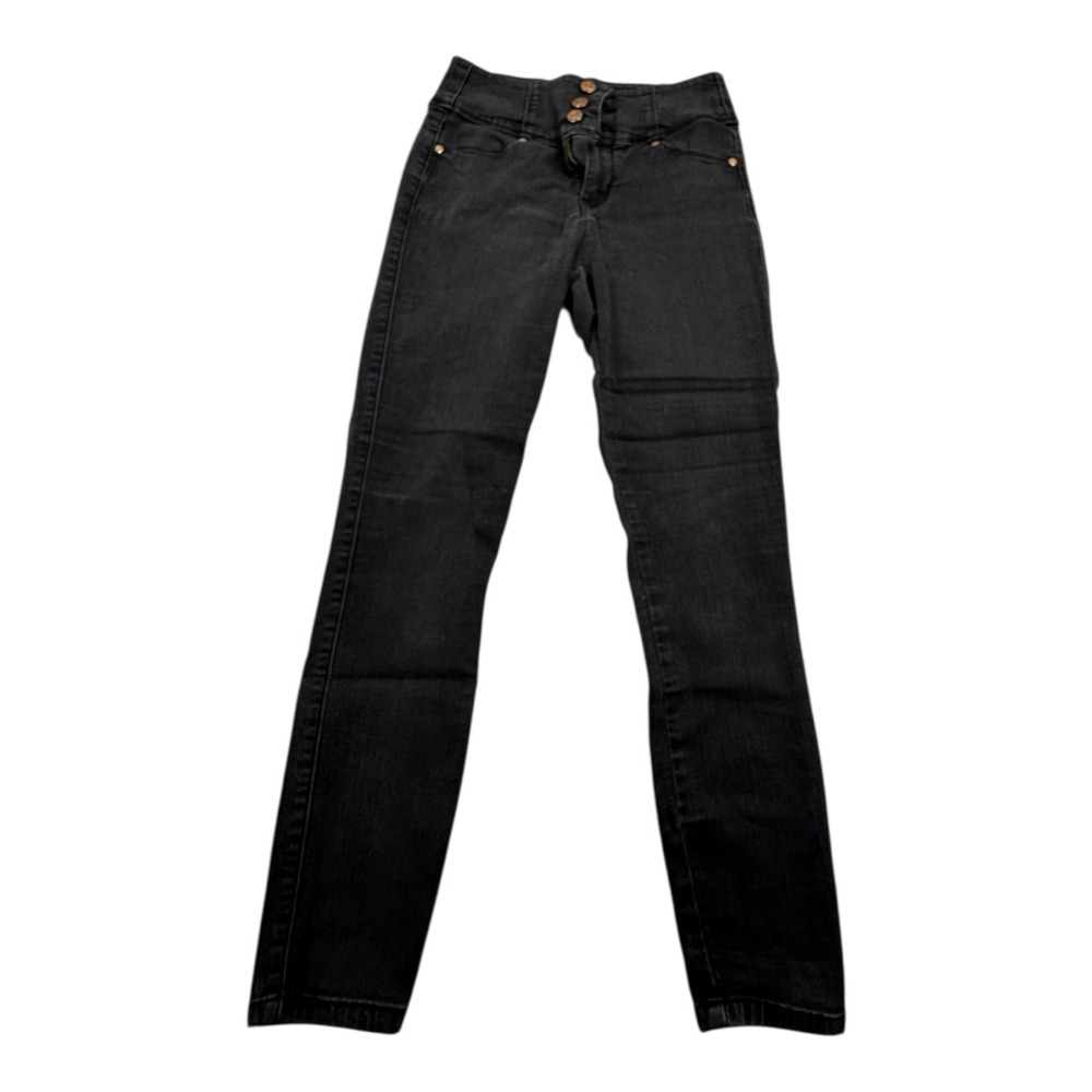 Guess‎ Women High Rise Skinny Jeans Black Size 27 Rhinestone Embellished Pocket